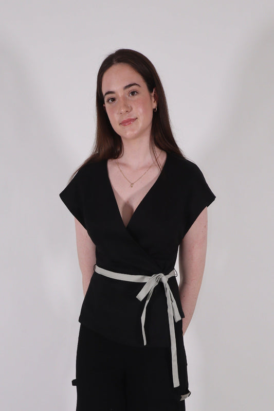 NOA ASYMMETRICAL WRAP WAISTCOAT IN BLACK