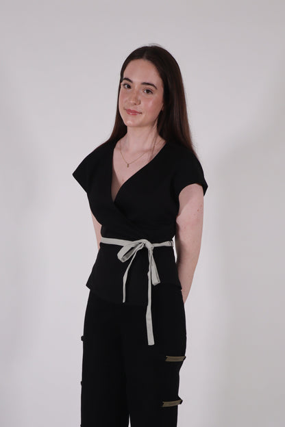 NOA ASYMMETRICAL WRAP WAISTCOAT IN BLACK